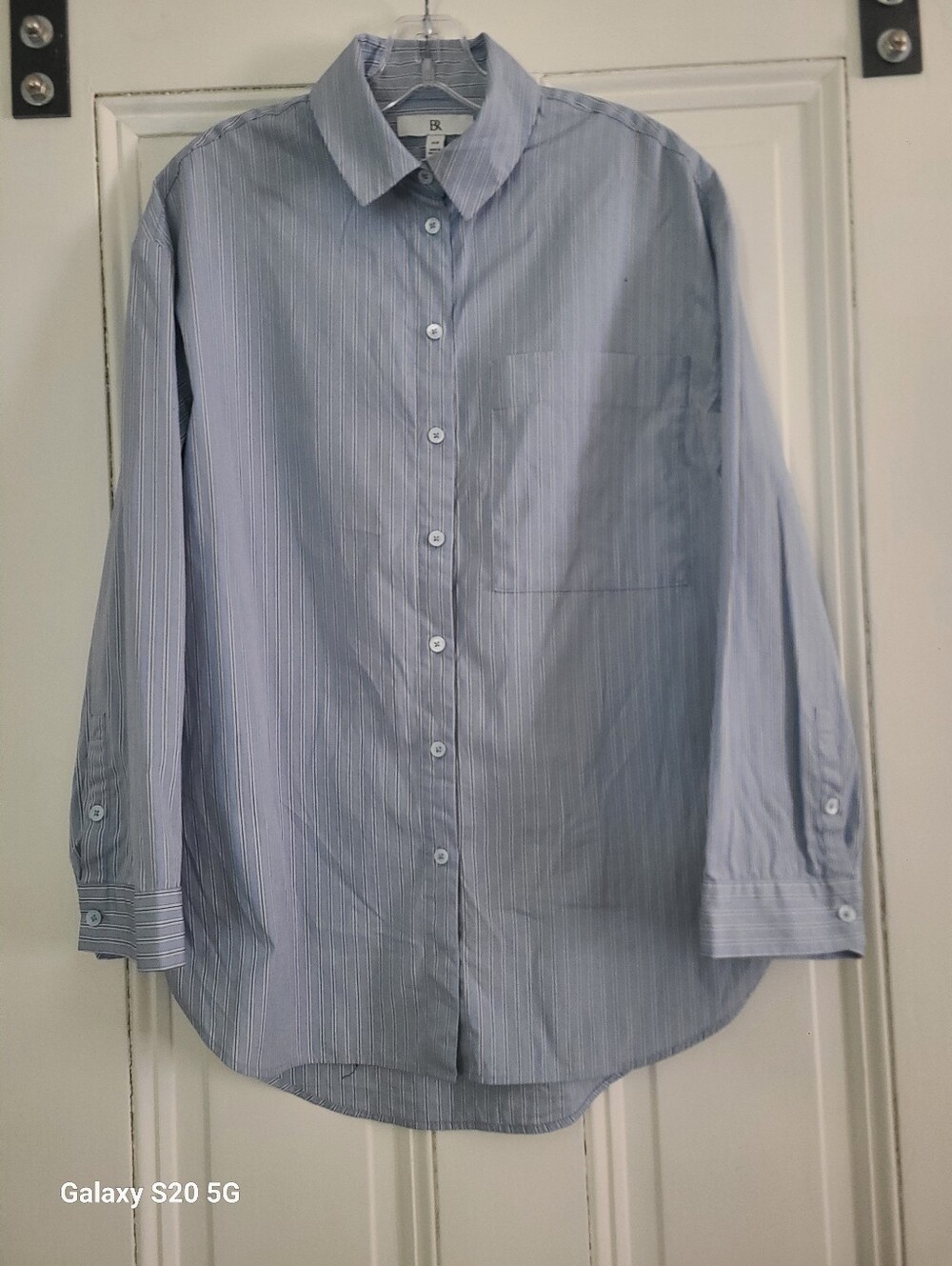 Banana Republic Oversized Light Blue Pinstripe Dress Shirt